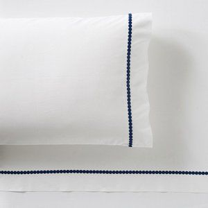 Pottery Barn Pearl Organic Cotton pair of standard pillowcases - twilight/navy